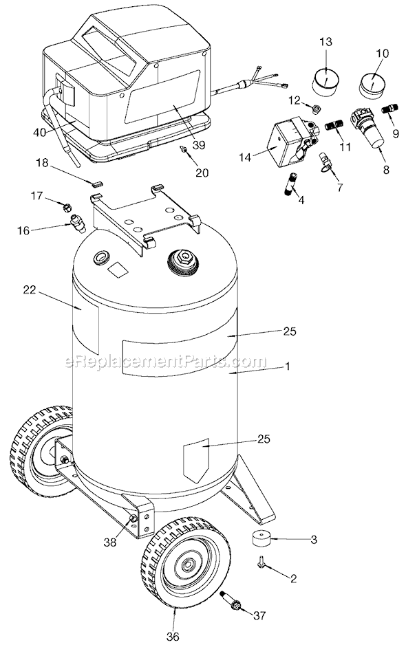 Page A Diagram and Parts List for 919-72413 Type 0 Black and Decker Compressor
